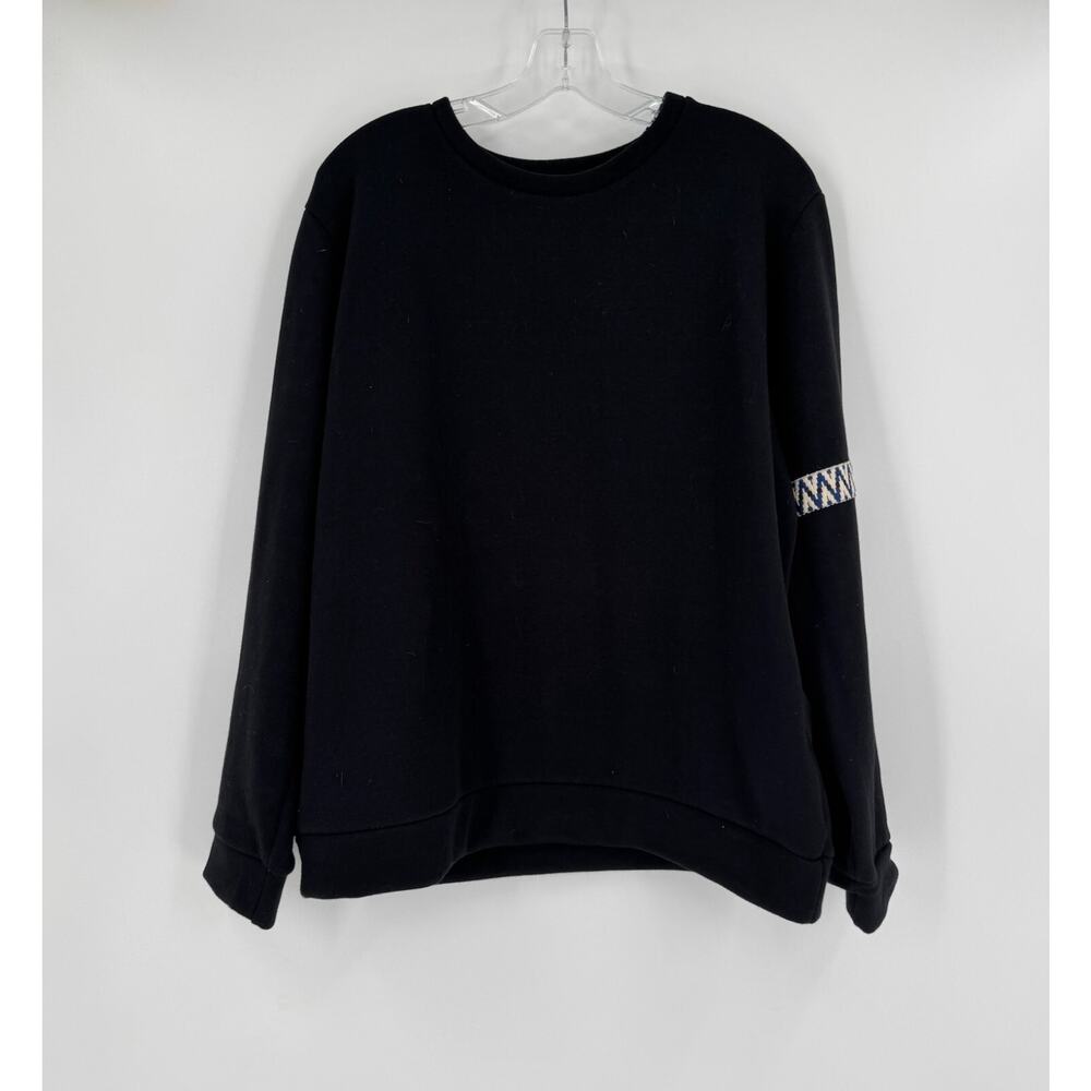Cote A Coast Womens Black Cotton Blend Long Sleeve Pullover Sweatshirt Sz XL